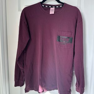 PINK Long Sleeve w/ Front Pocket Small Wine Color